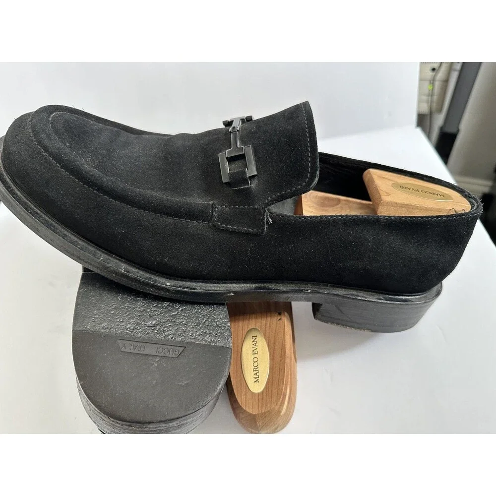 Vintage Very Good Cond. Gucci Black Suede (Men's) US 12D Loafers - UK 11 / EU 47